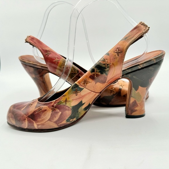 JOHN FLUEVOG PRODIGY FLORAL SLINGBACK HEELS BLOCK HEELS MADE IN PERU SIZE 10.5 - Picture 7 of 12